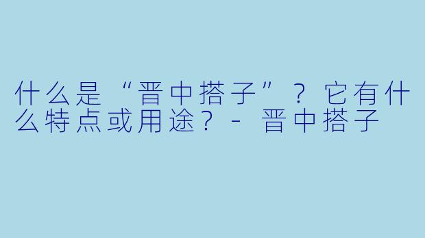 什么是“晋中搭子”？它有什么特点或用途？-晋中搭子