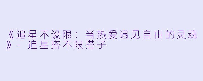 《追星不设限：当热爱遇见自由的灵魂》-追星搭不限搭子