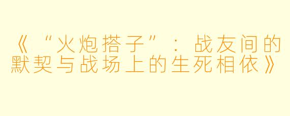 《“火炮搭子”：战友间的默契与战场上的生死相依》