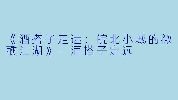 《酒搭子定远：皖北小城的微醺江湖》-酒搭子定远