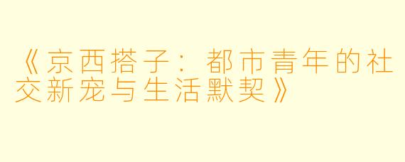 《京西搭子：都市青年的社交新宠与生活默契》