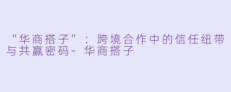“华商搭子”：跨境合作中的信任纽带与共赢密码-华商搭子