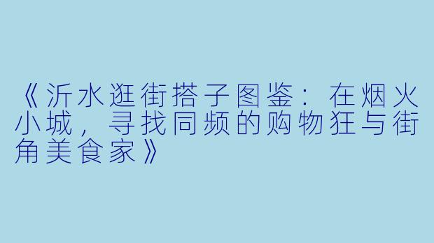 《沂水逛街搭子图鉴：在烟火小城，寻找同频的购物狂与街角美食家》