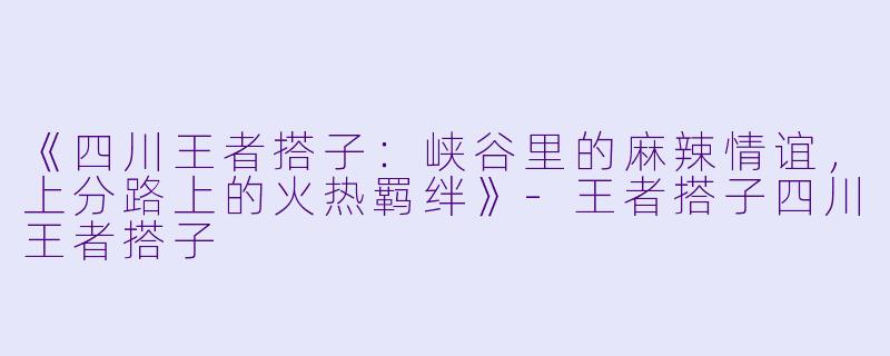 《四川王者搭子：峡谷里的麻辣情谊，上分路上的火热羁绊》-王者搭子四川王者搭子