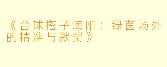 《台球搭子海阳：绿茵场外的精准与默契》
