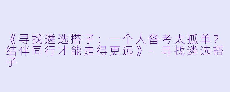 《寻找遴选搭子：一个人备考太孤单？结伴同行才能走得更远》-寻找遴选搭子