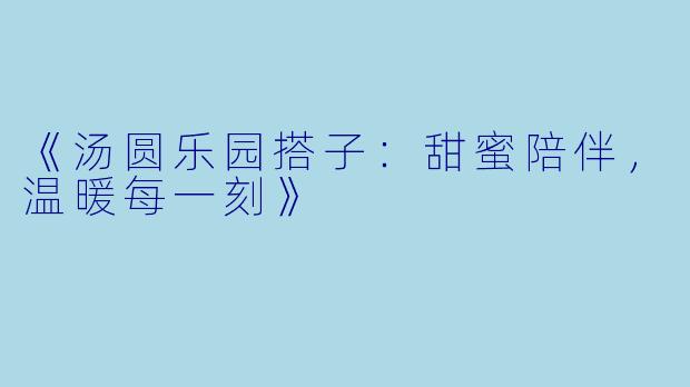 《汤圆乐园搭子：甜蜜陪伴，温暖每一刻》