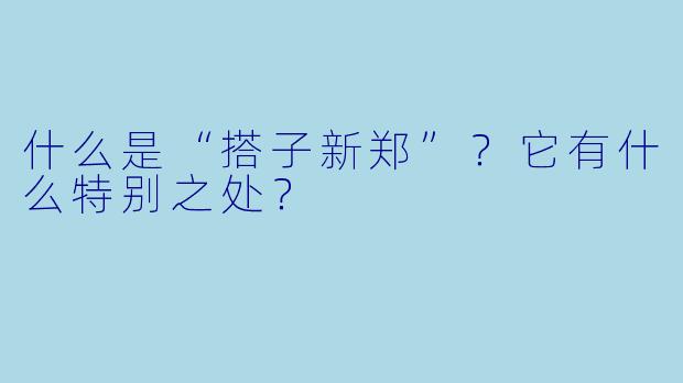 什么是“搭子新郑”？它有什么特别之处？