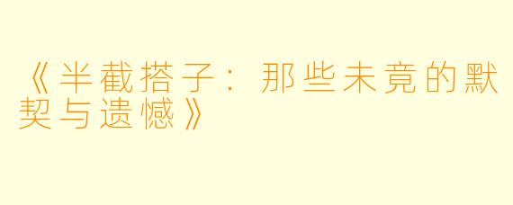《半截搭子：那些未竟的默契与遗憾》