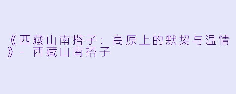 《西藏山南搭子：高原上的默契与温情》-西藏山南搭子