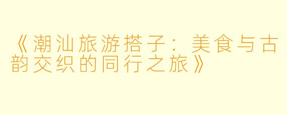 《潮汕旅游搭子：美食与古韵交织的同行之旅》
