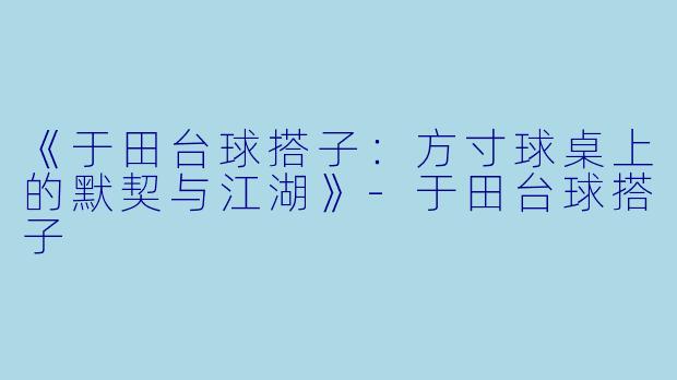 《于田台球搭子：方寸球桌上的默契与江湖》-于田台球搭子