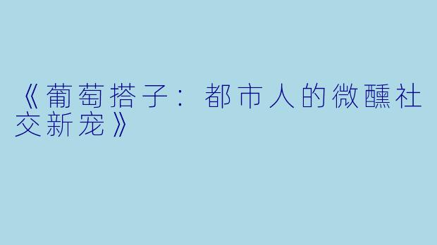 《葡萄搭子:都市人的微醺社交新宠》