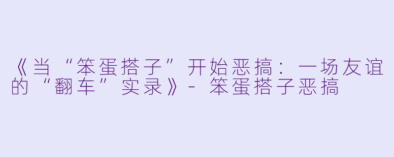 《当“笨蛋搭子”开始恶搞：一场友谊的“翻车”实录》-笨蛋搭子恶搞