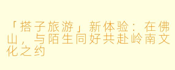「搭子旅游」新体验：在佛山，与陌生同好共赴岭南文化之约