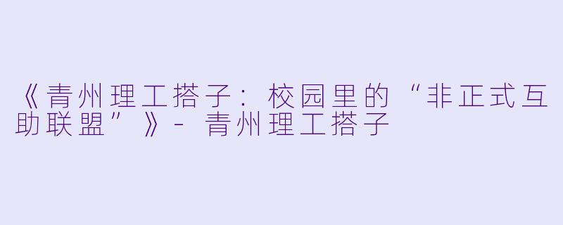 《青州理工搭子：校园里的“非正式互助联盟”》-青州理工搭子