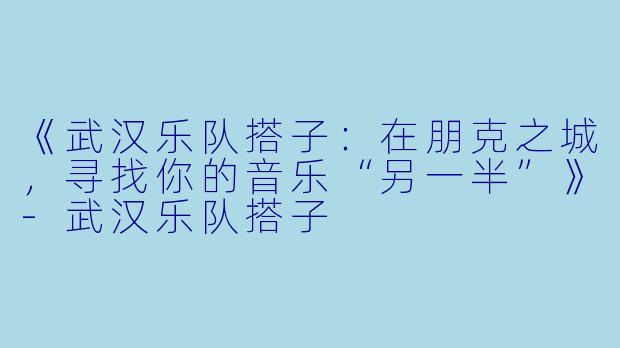 《武汉乐队搭子:在朋克之城,寻找你的音乐“另一半”》