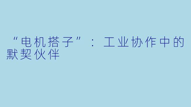 “电机搭子”：工业协作中的默契伙伴