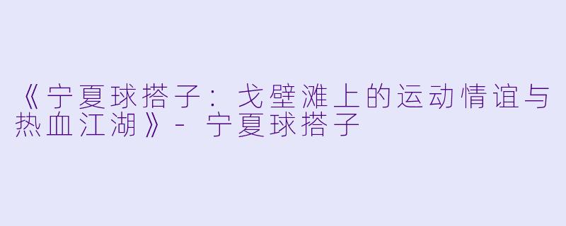 《宁夏球搭子：戈壁滩上的运动情谊与热血江湖》-宁夏球搭子