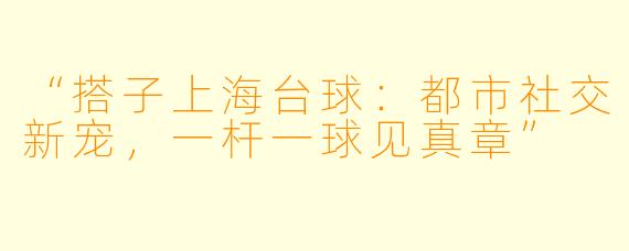 “搭子上海台球：都市社交新宠，一杆一球见真章”