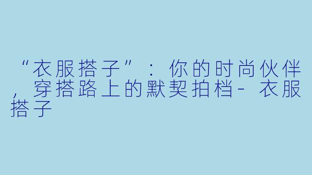 “衣服搭子”：你的时尚伙伴，穿搭路上的默契拍档-衣服搭子