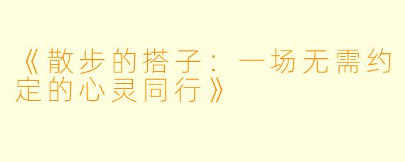 《散步的搭子：一场无需约定的心灵同行》