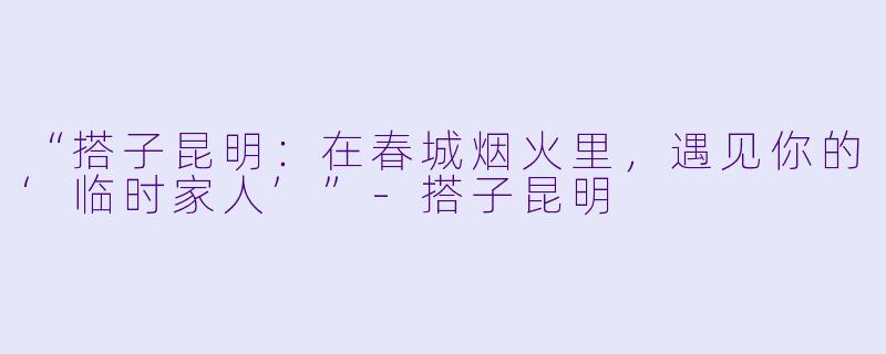 “搭子昆明：在春城烟火里，遇见你的‘临时家人’”-搭子昆明