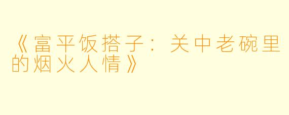 《富平饭搭子：关中老碗里的烟火人情》