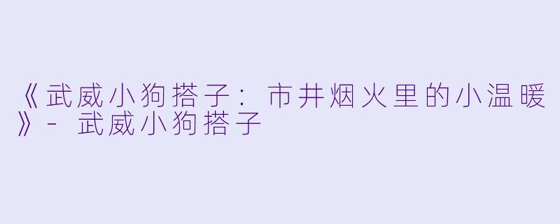 《武威小狗搭子：市井烟火里的小温暖》-武威小狗搭子
