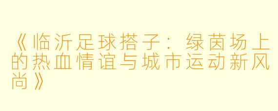 《临沂足球搭子：绿茵场上的热血情谊与城市运动新风尚》