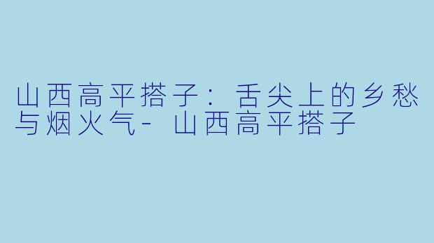 山西高平搭子：舌尖上的乡愁与烟火气-山西高平搭子