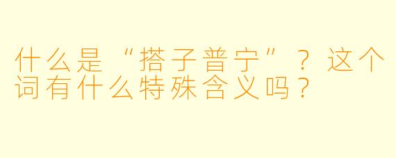 什么是“搭子普宁”？这个词有什么特殊含义吗？