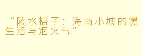 “陵水搭子：海南小城的慢生活与烟火气”
