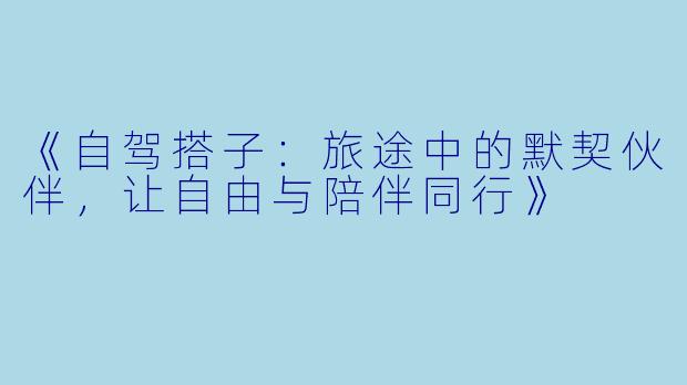 《自驾搭子：旅途中的默契伙伴，让自由与陪伴同行》
