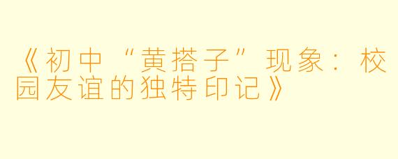 《初中“黄搭子”现象：校园友谊的独特印记》