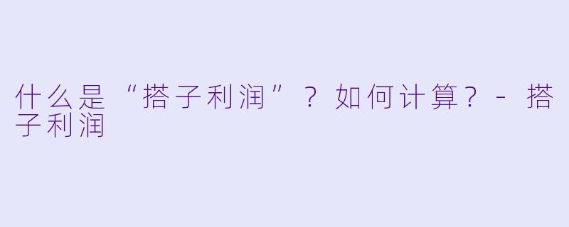 什么是“搭子利润”？如何计算？-搭子利润
