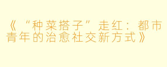 《“种菜搭子”走红:都市青年的治愈社交新方式》