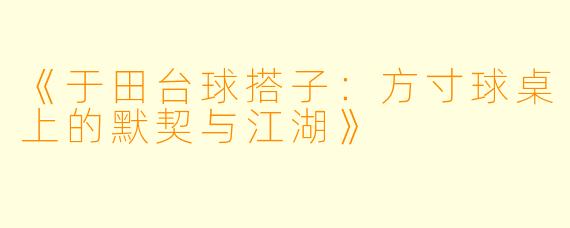 《于田台球搭子：方寸球桌上的默契与江湖》