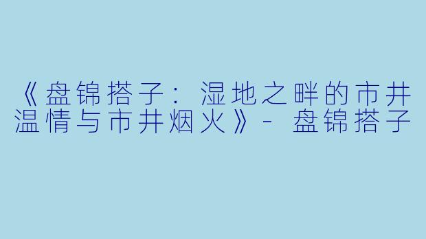 《盘锦搭子：湿地之畔的市井温情与市井烟火》-盘锦搭子
