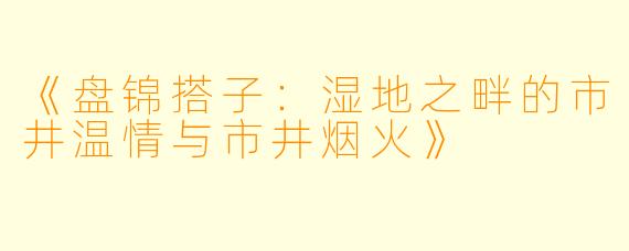 《盘锦搭子：湿地之畔的市井温情与市井烟火》