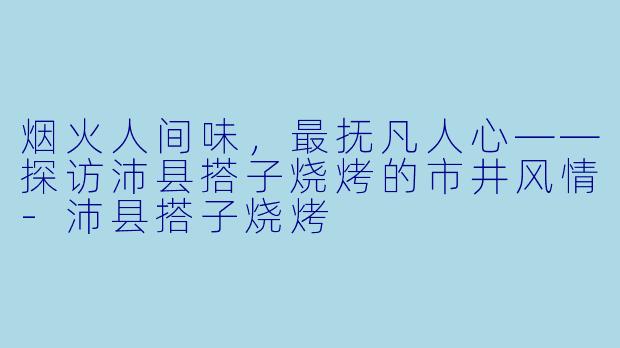 烟火人间味，最抚凡人心——探访沛县搭子烧烤的市井风情
