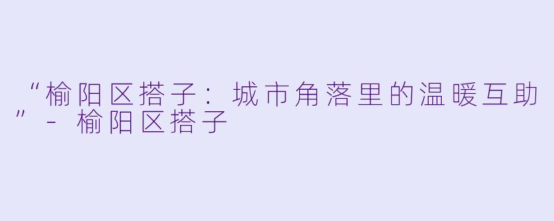 “榆阳区搭子：城市角落里的温暖互助”-榆阳区搭子