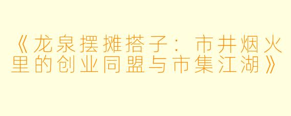 《龙泉摆摊搭子：市井烟火里的创业同盟与市集江湖》
