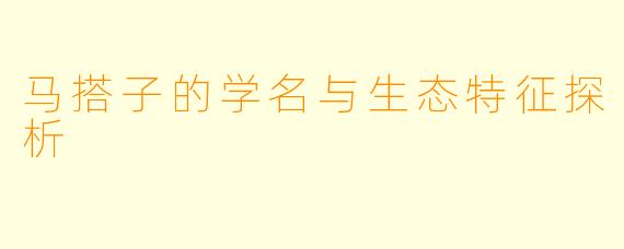 马搭子的学名与生态特征探析