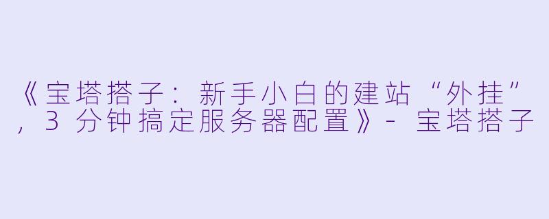 《宝塔搭子：新手小白的建站“外挂”，3分钟搞定服务器配置》-宝塔搭子
