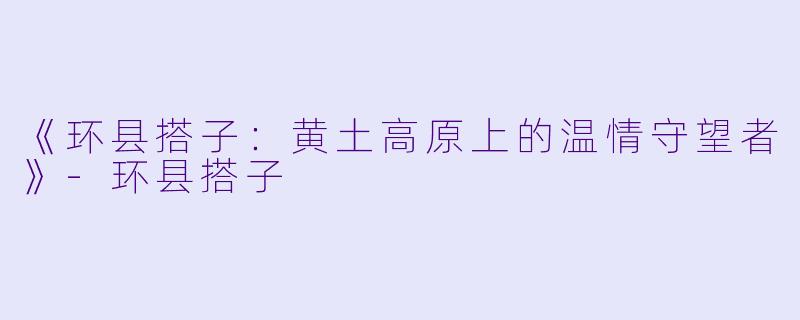 《环县搭子：黄土高原上的温情守望者》-环县搭子