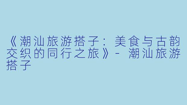 《潮汕旅游搭子：美食与古韵交织的同行之旅》-潮汕旅游搭子