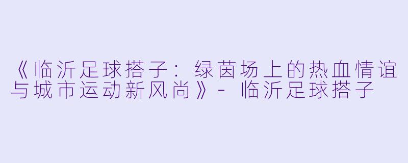 《临沂足球搭子：绿茵场上的热血情谊与城市运动新风尚》-临沂足球搭子