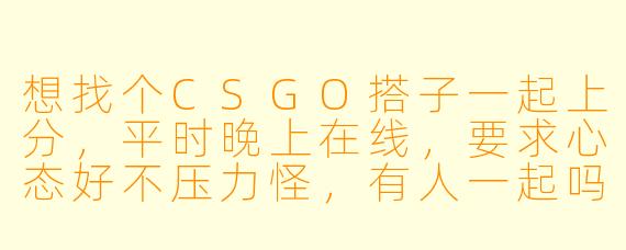 想找个CSGO搭子一起上分，平时晚上在线，要求心态好不压力怪，有人一起吗？