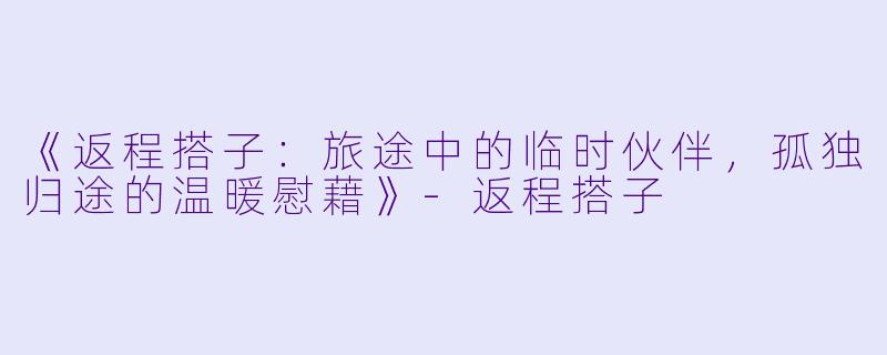 《返程搭子：旅途中的临时伙伴，孤独归途的温暖慰藉》-返程搭子